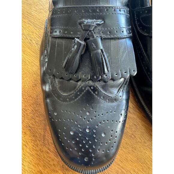Bostonian Classics Tassel Loafers Mens 10M Black Leather Kiltie Brogue 20370 - Picture 2 of 11